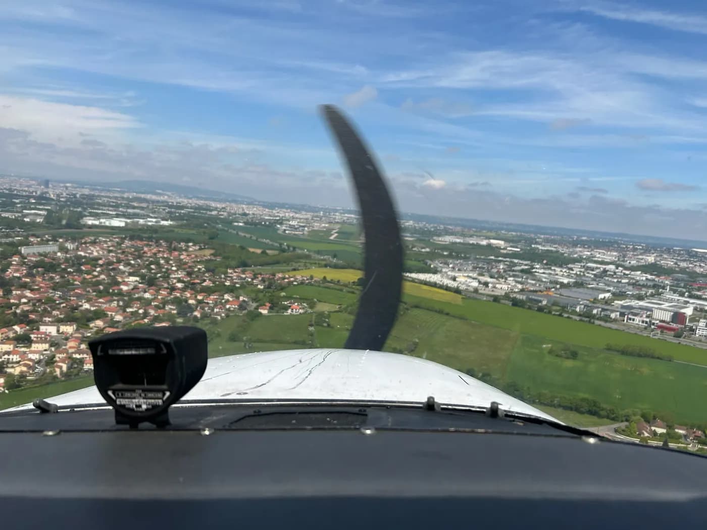 Climbing out over the countryside