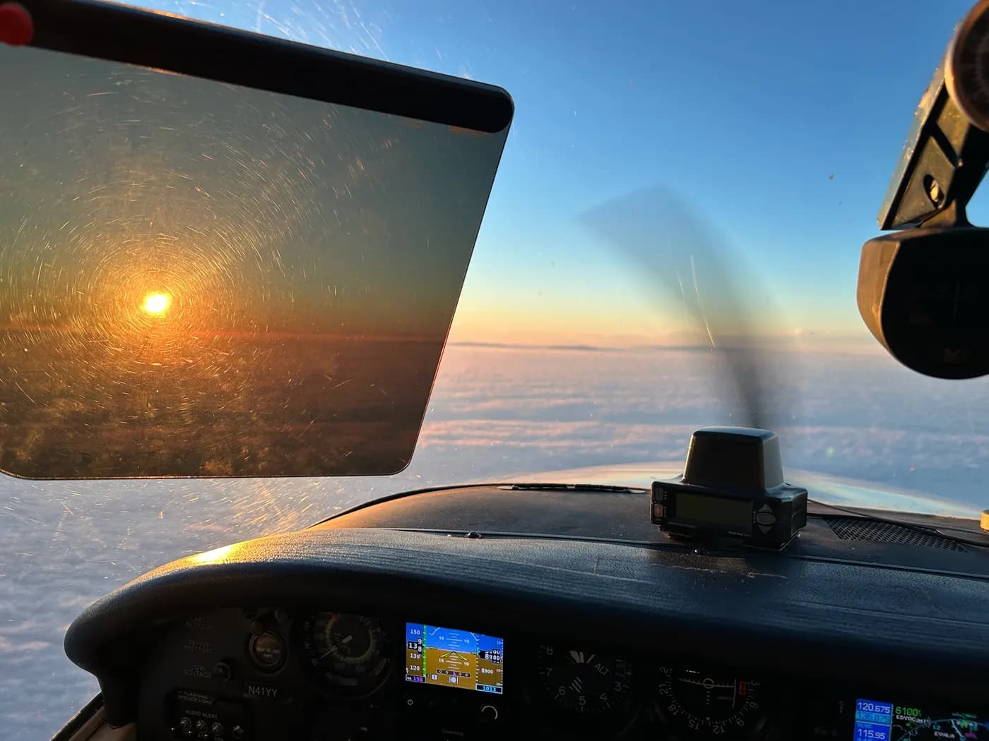 Low sun through the windscreen